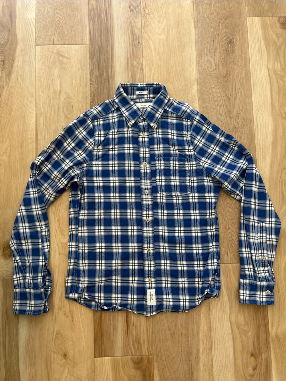 Abercrombie & Fitch Muscle Flannel Plaid Button-Down Long Sleeve Shirt S